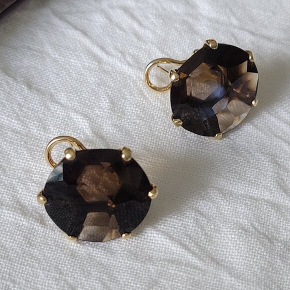 Rare IPPOLITA 18K Yellow Gold Rock Candy Gemma Pierced Earrings ~ Smokey Quartz - Picture 7 of 12